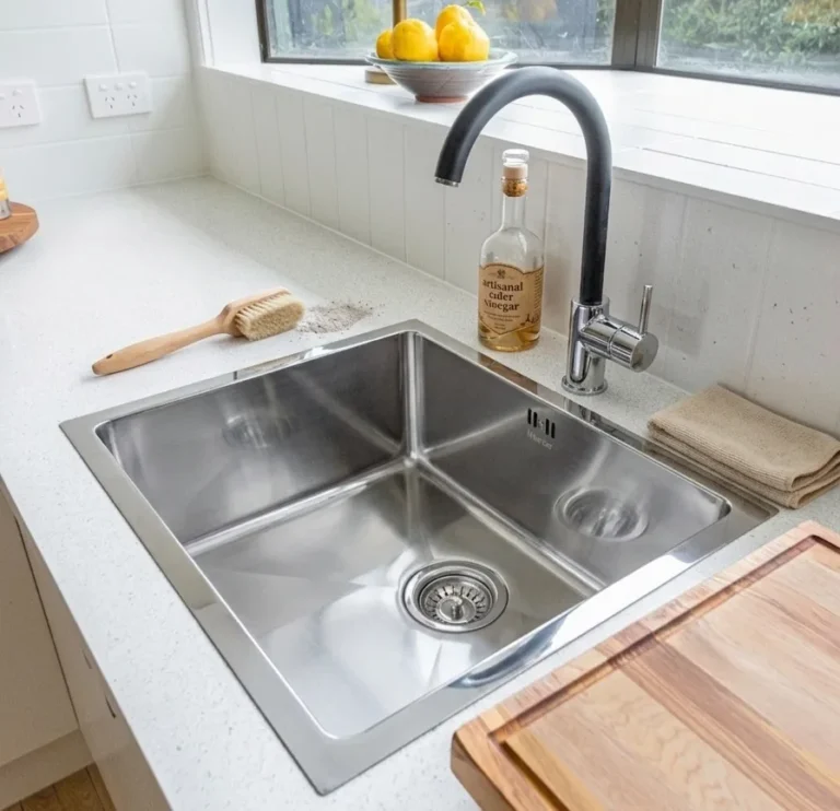 Nettoyage et entretien d’un évier en inox de cuisine pour brillance et hygiène