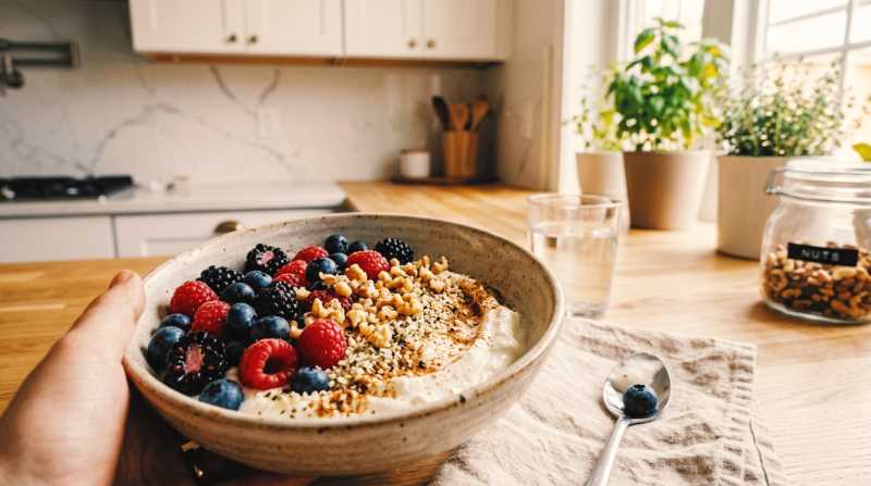 Bol de yaourt protéiné aux fruits