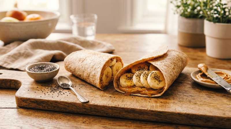 Wrap banane‑beurre de cacahuète